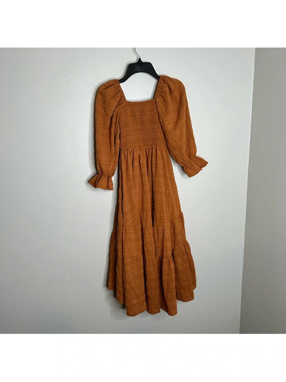 Joyfolie Girls Rust Orange Smocked Tiered Maxi Dress